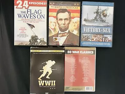 Lot Of 5 Documentaries WWII Victory At Sea 50 War Classics Flag Waves On On • $13.86