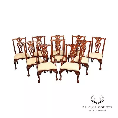 Stanley Furniture Chippendale Style Set Ten Mahogany Ball And Claw Dining Chairs • $2495