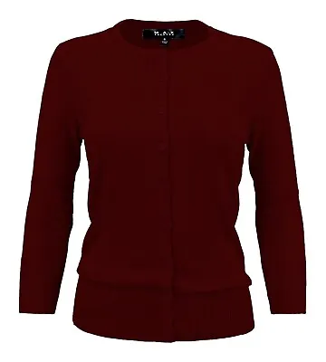 YEMAK Women's 3/4 Sleeve Crewneck Button-Down Basic Cardigan Sweater CO079 (S-L) • $20.55