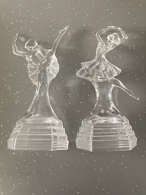 Vintage Glass Ballerina Ornaments. Glass Ballet Dancer Statues. Pair • £33.99