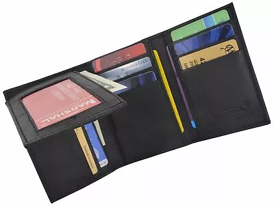 Marshal Wallet Men's  L Shape  Slim Trim New Black Genuine Leather • $10.99