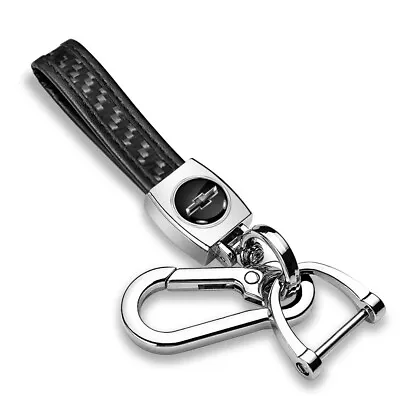 Chevrolet Black Logo Black Carbon Fiber Strap Chrome Hook Key Chain • $26.99