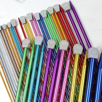 Coloured Knitting Needles Aluminium Metal Knit Pins 21 Sizes In 35cm Length • £4.40