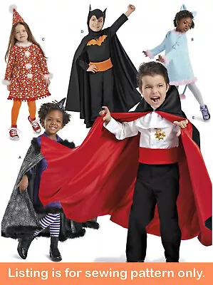 SEWING PATTERN Boys Girls Halloween Costume | Batman Vampire Cape Cat Clown 8726 • $6.99