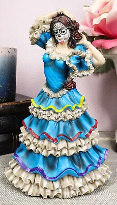 Dia De Los Muertos Day Of The Dead Sugar Skulls Pretty Blue Gown Dancer Statue • $31.99