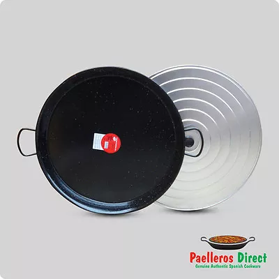 Authentic Spanish Paella Pan - 60cm Enamelled Steel Pan With 60cm Lid • £69.99