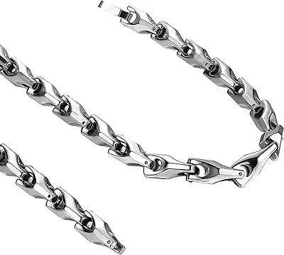 Stunning  Men's Tungsten 22 Inches Silver Toned Link Chain Necklace • $208.48