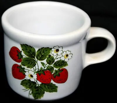 Vintage McCoy Pottery 286 White Mug Coffee Cup Red Strawberries Flower Country • $15