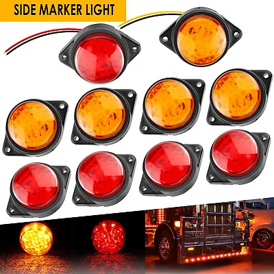 2  Inch 12V Marker Lights 12-LED Truck Trailer Round Clearance Side Amber Lamp • $18.99