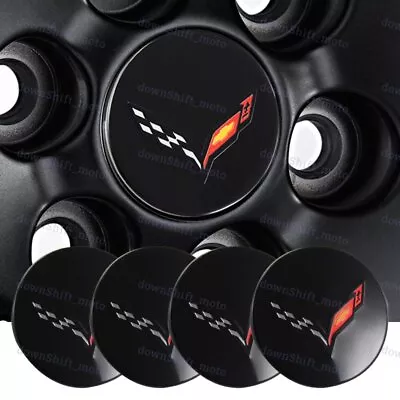 4PCS Glossy Black Wheel Center Cap For Corvette C7 With Crossed Flags 68mm 2.7  • $26.88