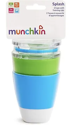 Munchkin Splash Cups & Trainer Lids 7oz Assortment 2 Included Green/Blue - NEW • $2.99