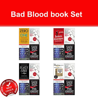 $52.36 • Buy Bad Blood Book Set Shoe Dog, Zero To One, Black Edge, Business Adventures