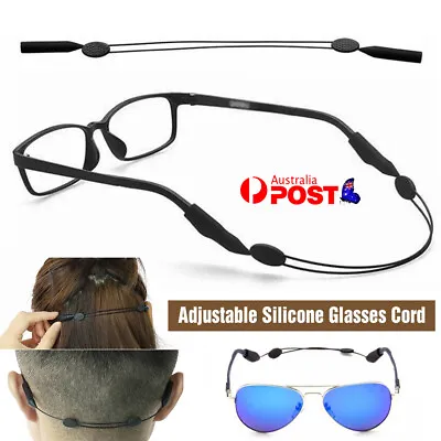 $6.66 • Buy Adjustable Silicone Glasses Cord Wire Lanyard Strap Sunglasses Holder Black AU