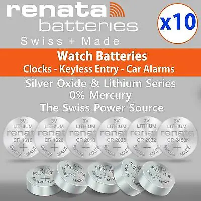 10x Renata Watch Battery Swiss Made - Silver Oxide - Joblot All Sizes Batteries • £6.69