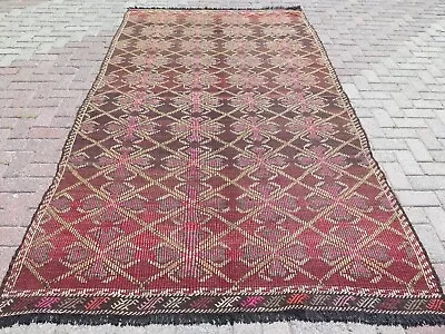 Vintage Turkish Rug Area Rug Large Kilim Floor Rug Wool Rug Carpet 58 X114  • $330.60