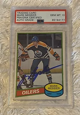 Mark Messier Signed 1980-81 Opc #289 Rookie Card Psa Auto Gem Mt 10 Oilers • $599.99