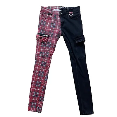 Hot Top Stinger Mens Plaid Skinny Jeans 30 X 30  Zipper Pockets Goth Punk Grunge • $22.97