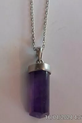 Vintage Sterling Silver  Amethyst Pendant And Chain • $18