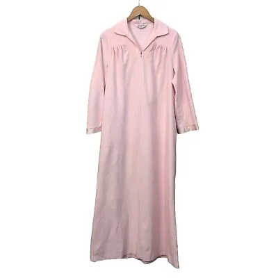 Vintage 60s Light Pink Micro Fleece Dressing Gown House Sleep Dress Size S • $25