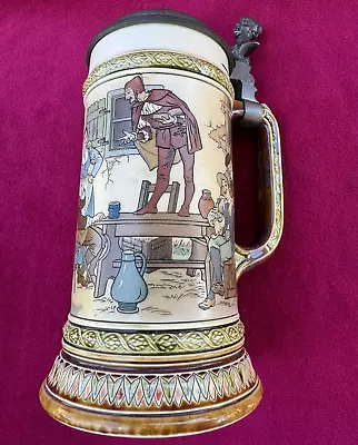 Mettlach Stein #2582  Speech By A Fool  Tavern Scene Jester 1/2 L Germany RARE • $349.99