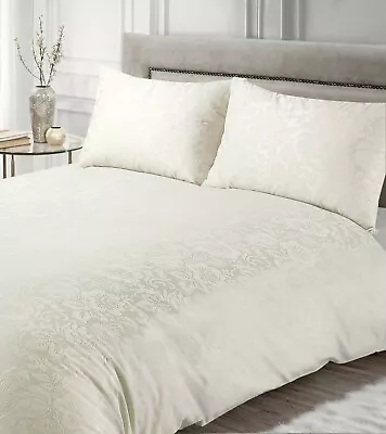 Luxury Damask Cream Duvet Cover Bedding Set With Pillowcases Single Double King • £15.95