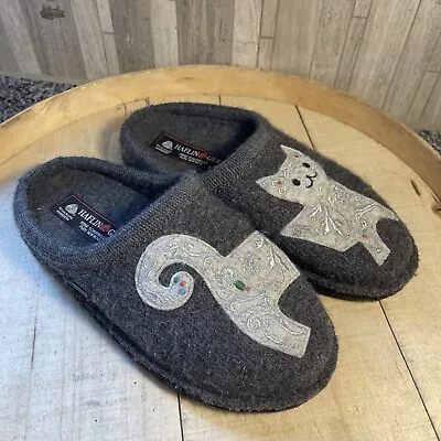 £33.64 • Buy Haflinger 37 Women's Gray Wool Cozy Cat Lover Design Slip On Slippers