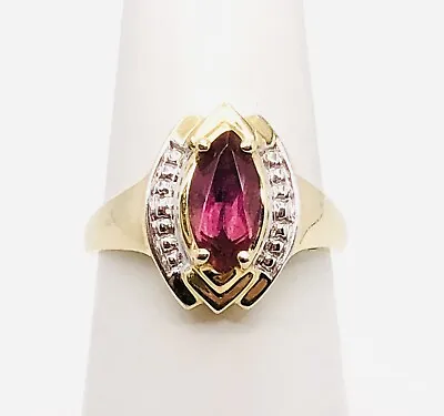 Vintage Designer Signed EL 14K Solid Yellow Gold Purple Amethyst Cocktail Ring • $225