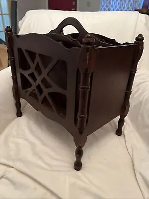 Antique Mahogany Magazine Rack 1920’s/1930’s Newspaper Holder 4 Pocket • $56.07