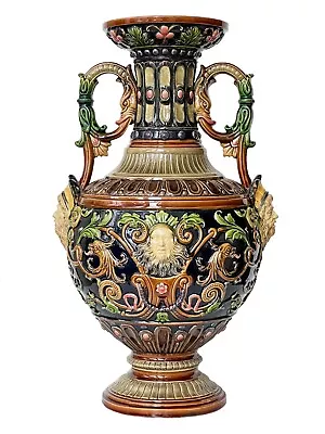 Antique Majolica Vase Bohemia XIX Century Johann Maresch Renaissance Revival • $1279