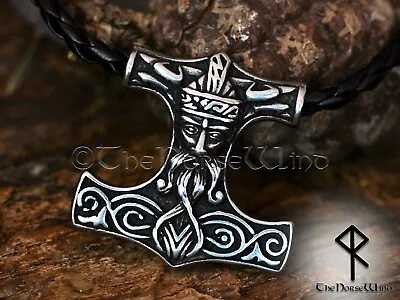 Viking Mjolnir Necklace Norse Thor's Hammer Stainless Steel Pendant/Odin/Asatru • $19.99