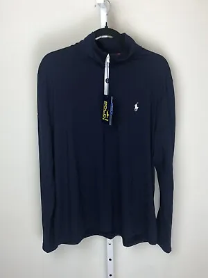 Large Polo Ralph Lauren US Open Performance Jersey Half Zip Pullover Mens Blue L • $55