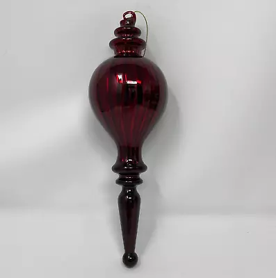 Vintage Mercury Blown Glass Finial Christmas Tree Ornament Burgundy Red 10 Inch • $34.99