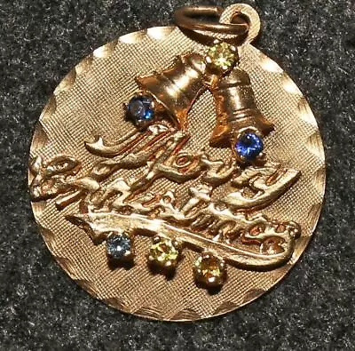 Vintage 14k Gold Jeweled Merry Christmas Bells Bracelet Disc Charm 5.2g Lot Me7 • $264