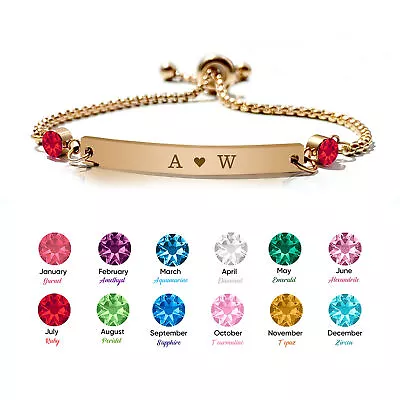 £8.99 • Buy Personalised Birthstone Bracelet Bridesmaid Birthday Wedding Mothers Day Gifts