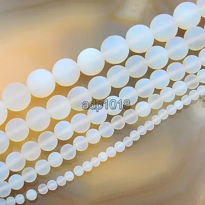 Matte Frosted White Opalite Gemstone Round Beads 15.5''  4mm 6mm 8mm 10mm 12mm • $4.99