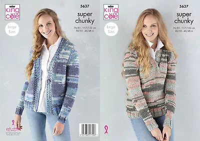 King Cole Ladies Super Chunky Knitting Pattern Womens Sweater & Cardigan 5637 • £4.99