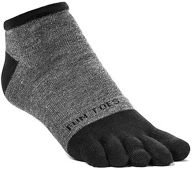 FUN TOES Men Toe Socks 3 Pairs Size 10 To 13 Shoe 6 12.5 Grey With Black • $15.95