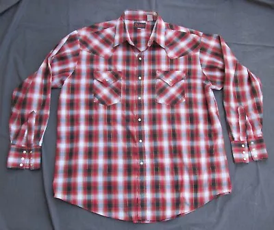 Men's Vintage Plains Western Pearl Snap Long Sleeve SHIRT XL • $15.99