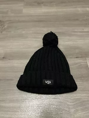 UGG Black Winter Beanie Hat Outdoor One Size Skiing Snowboarding Ribbed Cap • $23.88