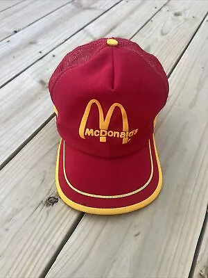Vintage 70s 80s Mcdonalds SnapBack Trucker Hat 3 Stripe Red Yellow USA • $29