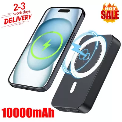 10000mAh Magnetic Power Portable Bank Battery Pack Wireless Charger For Iphone • £12.90