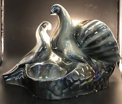 Vintage Iridescent 1950s Love Birds/Doves TV Lamp Trinket Dish/planter • $50