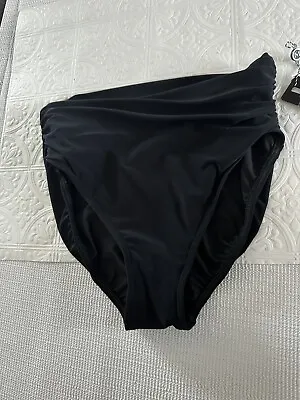 MAGICSUIT 14 Bottoms Jersey Brief W/ Shirring Swim Black Plus Size NWT $78 • $30