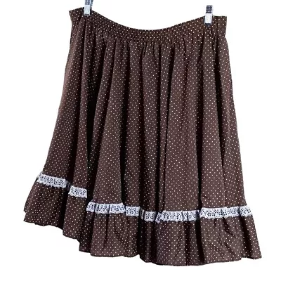 VTG Partners Please Womens  Skirt SZ XL Brown Polka Dot Square Dance Western • $24.99