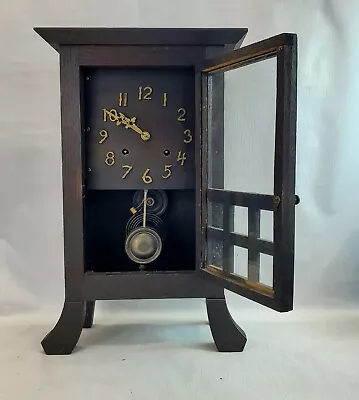 Mission Oak Mantle Clock Arts And Crafts Praire School Stickley Wright Era • $375