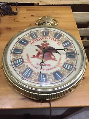 Vintage  Budweiser Beer Lighted Pocket Watch Sign Clock Light Man Cave • $65