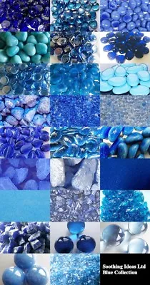 £15.99 • Buy Blue Glass Pebbles Chips Stones Quartz Sand Mirror Home Garden Wedding Memorial