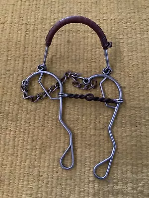 Combination Hackamore Sweet Iron Twisted Mouth Snaffle Bit Long Shank • $14.99