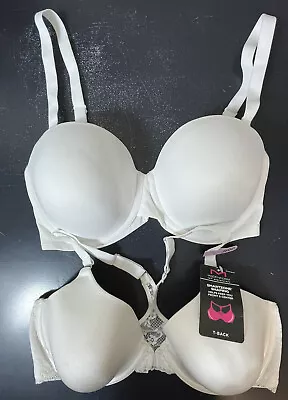 2-36DD White Maidenform Bras; 1 Strapless Push-up SE6990 1 Lace T-Back SE7112 • £21.70