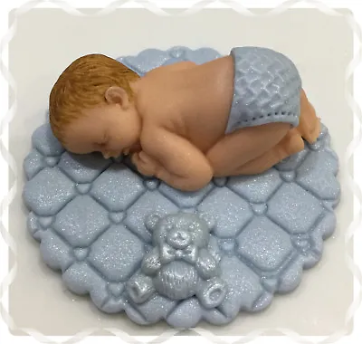 Handmade Baby Boy Blue Cake Topper Plaque Baby Shower  • £6